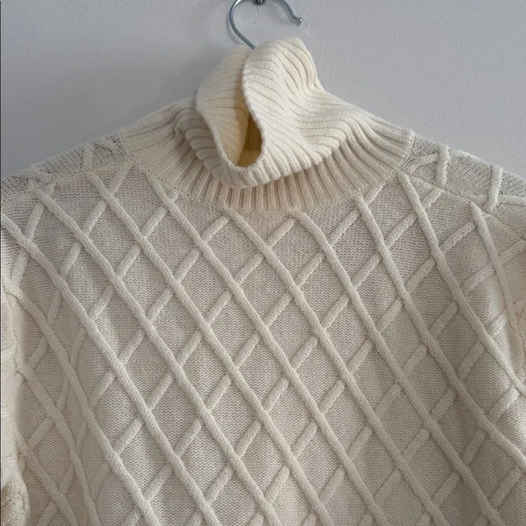 Cream Wool and Cashmere Turtleneck Sweater - Picture 2 of 6